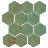 Clay Arabesque 4" Hexagon Glazed Ceramic Tile - Patina Matte