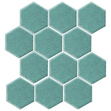 Clay Arabesque 4" Hexagon Glazed Ceramic Tile - Powder blue