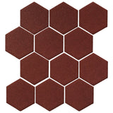 Clay Arabesque 4" Hexagon Glazed Ceramic Tile - Pueblo Red