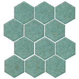 Clay Arabesque 4" Hexagon Glazed Ceramic Tile - Sea Foam Green Matte