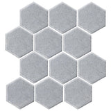 Clay Arabesque 4" Hexagon Glazed Ceramic Tile - Silver Shadow