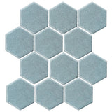 Clay Arabesque 4" Hexagon Glazed Ceramic Tile - Sky Blue