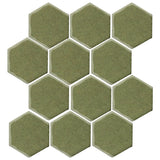 Clay Arabesque 4" Hexagon Glazed Ceramic Tile - Spanish Moss