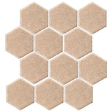Clay Arabesque 4" Hexagon Glazed Ceramic Tile - Warm Sand