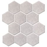 Clay Arabesque 4" Hexagon Glazed Ceramic Tile - White