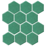 Clay Arabesque 4" Hexagon Glazed Ceramic Tile - juniper Breeze