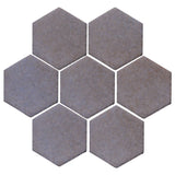 Clay Arabesque 6" Hexagon Glazed Ceramic Tile - Black & Blue