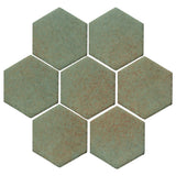 Clay Arabesque 6" Hexagon Glazed Ceramic Tile - Chrome