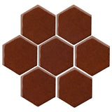 Clay Arabesque 6" Hexagon Glazed Ceramic Tile - Cinnamon
