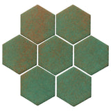 Clay Arabesque 6" Hexagon Glazed Ceramic Tile - Copper