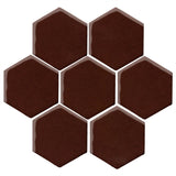 Clay Arabesque 6" Hexagon Glazed Ceramic Tile - Dark Roast