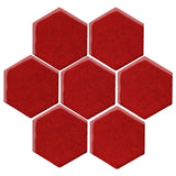 Clay Arabesque 6" Hexagon Glazed Ceramic Tile - Fire Engine Red