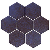 Clay Arabesque 6" Hexagon Glazed Ceramic Tile - Persian Blue