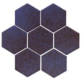 Clay Arabesque 6" Hexagon Glazed Ceramic Tile - Persian Blue