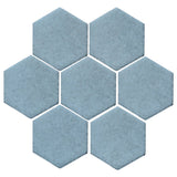 Clay Arabesque 6" Hexagon Glazed Ceramic Tile - Turquoise