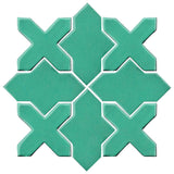 Clay Arabesque Alcazar Glazed Ceramic Tile - Aqua Green