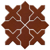 Clay Arabesque Alcazar Glazed Ceramic Tile - Cinnamon
