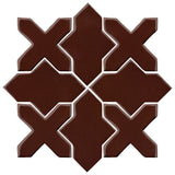 Clay Arabesque Alcazar Glazed Ceramic Tile - Dark roast