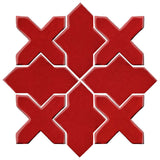 Clay Arabesque Alcazar Glazed Ceramic Tile - Fire Engine Red