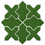Clay Arabesque Alcazar Glazed Ceramic Tile - Pine Green