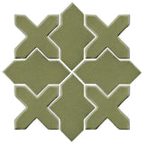 Clay Arabesque Alcazar Glazed Ceramic Tile - Spanish Moss