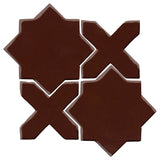 Clay Arabesque Aragon Glazed Ceramic Tile - Dark Roast