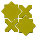 Clay Arabesque Aragon Glazed Ceramic Tile - Lime Green