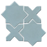 Clay Arabesque Aragon Glazed Ceramic Tile - Sky Blue