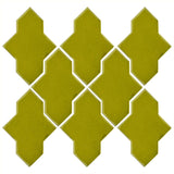Clay Arabesque Castille Glazed Ceramic Tile - Lime Green