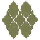 Clay Arabesque Leon Ceramic Tile - Spanish Moss 