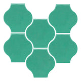Clay Arabesque Mini Pata Grande Tile - Aqua Green
