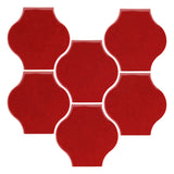 Clay Arabesque Mini Pata Grande Tile - Fire Engine Red