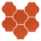 Clay Arabesque Mini Pata Grande Tile - Hazard Orange