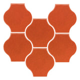 Clay Arabesque Mini Pata Grande Tile - Hazard Orange