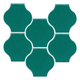 Clay Arabesque Mini Pata Grande Tile - Mallard Green