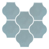 Clay Arabesque Mini Pata Grande Tile - Sky Blue