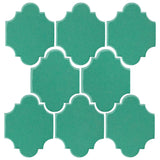 Clay Arabesque Mini San Felipe Ceramic Tile - Aqua Green