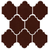 Clay Arabesque Mini San Felipe Ceramic Tile - Dark Roast