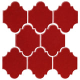 Clay Arabesque Mini San Felipe Ceramic Tile - Fire Engine Red