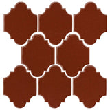 Clay Arabesque Mini San Felipe Ceramic Tile - Mahogany