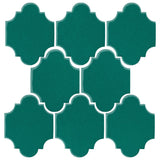 Clay Arabesque Mini San Felipe Ceramic Tile - Mallard Green 