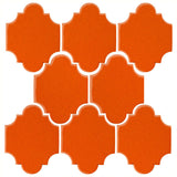 Clay Arabesque Mini San Felipe Ceramic Tile - Pumpkin