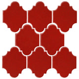 Clay Arabesque Mini San Felipe Ceramic Tile - Sangria