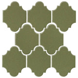 Clay Arabesque Mini San Felipe Ceramic Tile - Spanish Moss