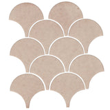 4" Conche or Fish Scale Tiles - Rustic White