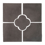 Daisy Deco Rustic Relief Deco Tile 8x8 - Charcoal