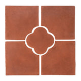 Daisy Deco Rustic Relief Deco Tile 8"x8" - Mission Red