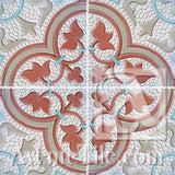  Mission Roseton Relief #1 Encaustic Cement Tile Quarter Design