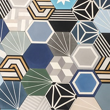 Mission Colorful Hexagon Patchwork Cement Tile 8"x8"