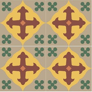  Mission Holy Grail C 6"x6" Encaustic Cement Tile Quarter Design